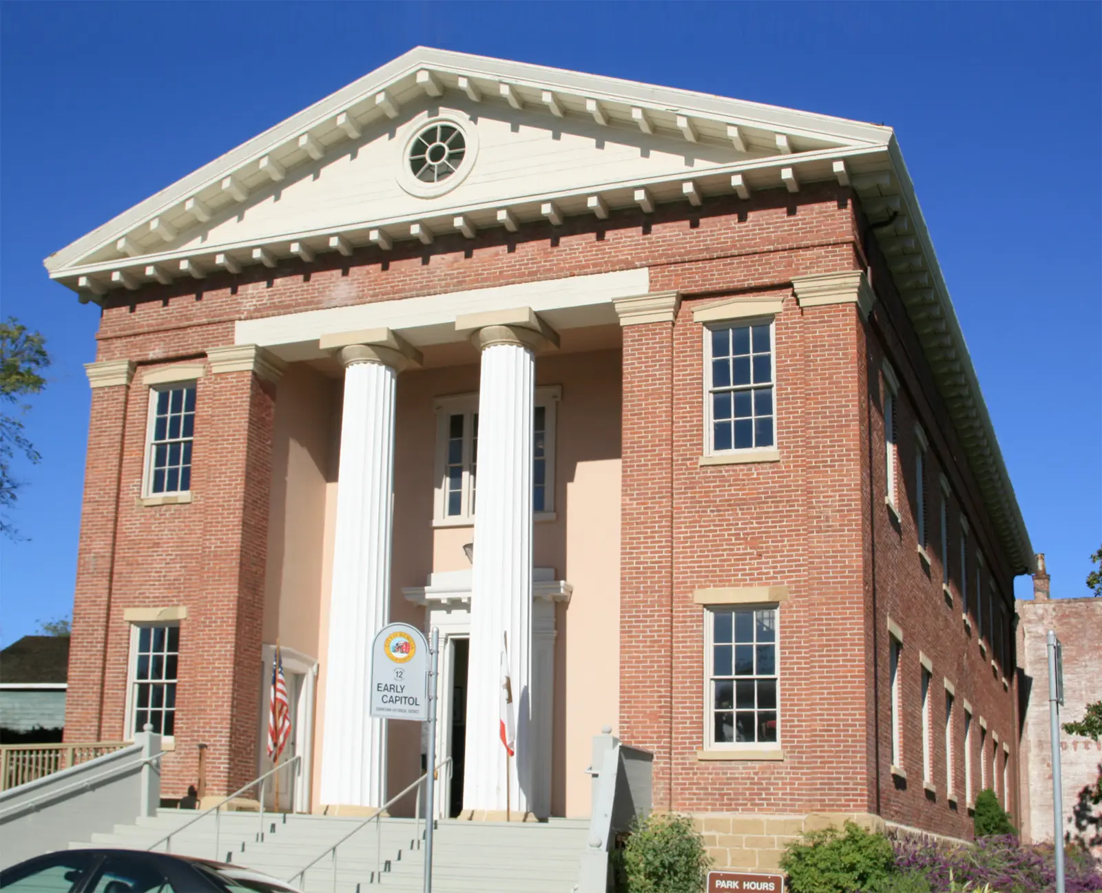 The brick Benicia Capitol, California's third state capitol, at Benicia Capitol State Historic Park
